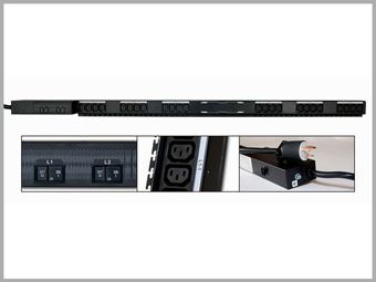 30-Amp Capacity L6-30P Power Cord (24) IEC320 C13 Receptacles 2 Output Circuits 0U Vertical 48in. Long